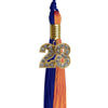Royal Blue/Orange Graduation Tassel with Gold Bling Charm by Wholesale Grad Supply