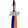 Royal Blue/Orange Graduation Tassel with Silver Bling Charm by Wholesale Grad Supply