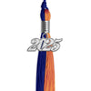Royal Blue/Orange Graduation Tassel with Silver Bling Charm by Wholesale Grad Supply