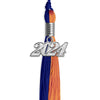 Royal Blue/Orange Graduation Tassel with Silver Bling Charm by Wholesale Grad Supply