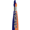 Royal Blue/Orange Graduation Tassel with Silver Stacked Date Drop by Wholesale Grad Supply