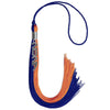 Royal Blue/Orange Graduation Tassel with Silver Stacked Date Drop by Wholesale Grad Supply