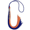 Royal Blue/Orange Graduation Tassel with Silver Stacked Date Drop by Wholesale Grad Supply