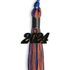 Royal Blue/Orange Mixed Color Graduation Tassel with Black Bling Charm by Wholesale Grad Supply