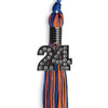 Royal Blue/Orange Mixed Color Graduation Tassel with Black Bling Charm by Wholesale Grad Supply