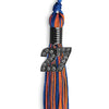 Royal Blue/Orange Mixed Color Graduation Tassel with Black Bling Charm by Wholesale Grad Supply