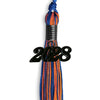 Royal Blue/Orange Mixed Color Graduation Tassel with Black Bling Charm by Wholesale Grad Supply