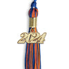Royal Blue/Orange Mixed Color Graduation Tassel with Gold Bling Charm by Wholesale Grad Supply