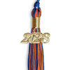 Royal Blue/Orange Mixed Color Graduation Tassel with Gold Bling Charm by Wholesale Grad Supply