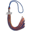 Royal Blue/Orange Mixed Color Graduation Tassel with Silver Bling Charm by Wholesale Grad Supply