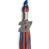 Royal Blue/Orange Mixed Color Graduation Tassel with Silver Bling Charm by Wholesale Grad Supply