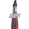 Royal Blue/Orange Mixed Color Graduation Tassel with Silver Bling Charm by Wholesale Grad Supply