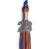 Royal Blue/Orange Mixed Color Graduation Tassel with Silver Bling Charm by Wholesale Grad Supply