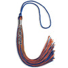 Royal Blue/Orange Mixed Color Graduation Tassel with Stacked Silver Date Drop by Wholesale Grad Supply