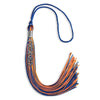 Royal Blue/Orange Mixed Color Graduation Tassel with Stacked Silver Date Drop by Wholesale Grad Supply