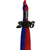 Royal Blue/Red Graduation Tassel with Black Bling Charm by Wholesale Grad Supply