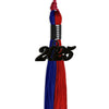 Royal Blue/Red Graduation Tassel with Black Bling Charm by Wholesale Grad Supply