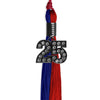 Royal Blue/Red Graduation Tassel with Black Bling Charm by Wholesale Grad Supply