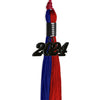 Royal Blue/Red Graduation Tassel with Black Bling Charm by Wholesale Grad Supply