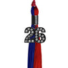 Royal Blue/Red Graduation Tassel with Black Bling Charm by Wholesale Grad Supply