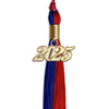 Royal Blue/Red Graduation Tassel with Gold Bling Charm by Wholesale Grad Supply