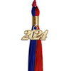 Royal Blue/Red Graduation Tassel with Gold Bling Charm by Wholesale Grad Supply