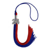Royal Blue/Red Graduation Tassel with Silver Bling Charm by Wholesale Grad Supply