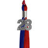 Royal Blue/Red Graduation Tassel with Silver Bling Charm by Wholesale Grad Supply