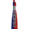 Royal Blue/Red Graduation Tassel with Silver Stacked Date Drop by Wholesale Grad Supply