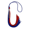 Royal Blue/Red Graduation Tassel with Silver Stacked Date Drop by Wholesale Grad Supply
