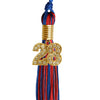 Royal Blue/Red Mixed Color Graduation Tassel with Gold Bling Charm by Wholesale Grad Supply