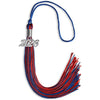 Royal Blue/Red Mixed Color Graduation Tassel with Silver Bling Charm by Wholesale Grad Supply