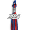 Royal Blue/Red Mixed Color Graduation Tassel with Silver Bling Charm by Wholesale Grad Supply