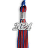 Royal Blue/Red Mixed Color Graduation Tassel with Silver Bling Charm by Wholesale Grad Supply