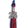 Royal Blue/Red Mixed Color Graduation Tassel with Silver Bling Charm by Wholesale Grad Supply