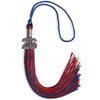 Royal Blue/Red Mixed Color Graduation Tassel with Silver Bling Charm by Wholesale Grad Supply
