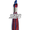 Royal Blue/Red Mixed Color Graduation Tassel with Silver Bling Charm by Wholesale Grad Supply