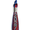 Royal Blue/Red Mixed Color Graduation Tassel with Stacked Silver Date Drop by Wholesale Grad Supply