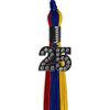 Royal Blue/Red/Gold Graduation Tassel with Black Bling Charm by Wholesale Grad Supply