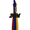 Royal Blue/Red/Gold Graduation Tassel with Black Bling Charm by Wholesale Grad Supply