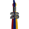 Royal Blue/Red/Gold Graduation Tassel with Black Bling Charm by Wholesale Grad Supply