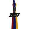 Royal Blue/Red/Gold Graduation Tassel with Black Bling Charm by Wholesale Grad Supply