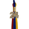 Royal Blue/Red/Gold Graduation Tassel with Gold Bling Charm by Wholesale Grad Supply