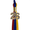 Royal Blue/Red/Gold Graduation Tassel with Gold Bling Charm by Wholesale Grad Supply