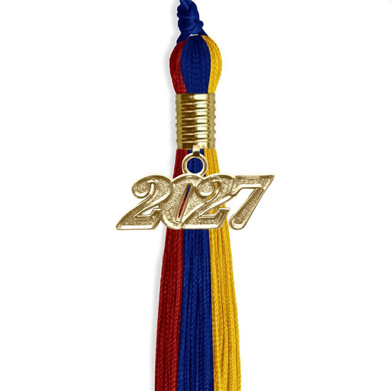 Royal Blue/Red/Gold Graduation Tassel with Gold Bling Charm by Wholesale Grad Supply