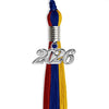 Royal Blue/Red/Gold Graduation Tassel with Silver Bling Charm by Wholesale Grad Supply