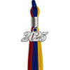 Royal Blue/Red/Gold Graduation Tassel with Silver Bling Charm by Wholesale Grad Supply