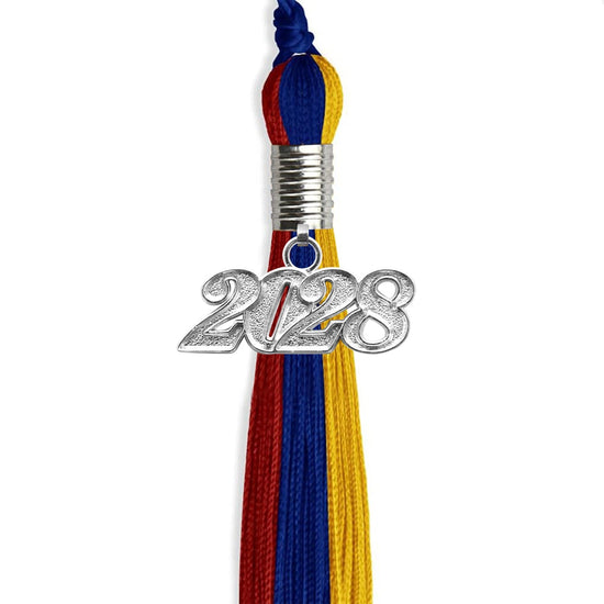 Royal Blue/Red/Gold Graduation Tassel with Silver Bling Charm by Wholesale Grad Supply