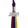Royal Blue/Red/Gold Graduation Tassel with Silver Bling Charm by Wholesale Grad Supply