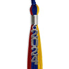 Royal Blue/Red/Gold Graduation Tassel with Silver Stacked Date Drop by Wholesale Grad Supply